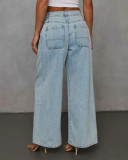 Fashion Denim Long Sleeve Two PIece Pants Set GYAN-8978