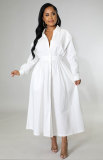 Solid Color Long Sleeve Maxi Dress XHXF-932