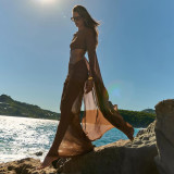 Solid Color Crop Top Long Skirts 2 Piece Set DLSF-K6S00504A