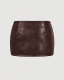 Retro PU Leather Mini Skirt GPBY-8139