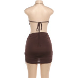 Halternck Tassel Backless Mini Dress DLSF-K25D91073