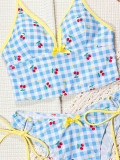 Contrast Color Cherry Print Bikini 2 Piece Set CSYZ-G767VX