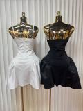 Flowers Embellished Sling Puffed Mini Dress GMYU-11195