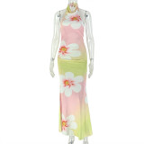 Sleeveless Print Slim Maxi Dress GJYO-303388