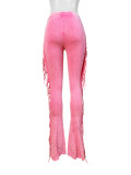 Solid Color Tassel Micro Flare Pants CH-24049