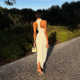 Sleeveless Solid Color Patchwork Maxi Dress GZJQ-K25D90618