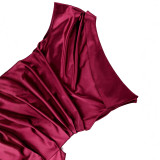 One-shoulder Satin Ruffles Evening Dress  GKEN-ADR051209