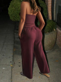 Solid Color Wrap Chest Top Two Piece Pants Set GZYU-K25399170