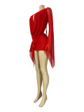 Mesh See Thorugh Deep V Neck Mini Dress CH-26101