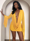 Mesh See Thorugh Deep V Neck Mini Dress CH-26101