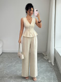 Sleeveless Solid Color Two Piece Pants Set GZEY-K26190125