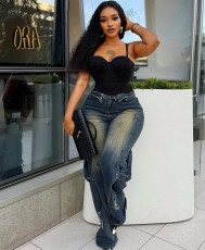 Fashion Washed Wide Leg Jeans GAKF-60210