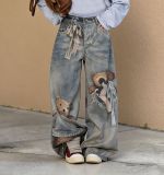 Plus Size Bear 3D Printed Loose Jeans GYLN-6035