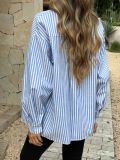 Stripe Lapel Long Sleeve Shirt GZEY-K26120066