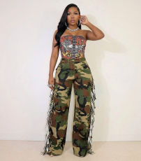 Camouflage Print Tassel Pants GSMJ-8026