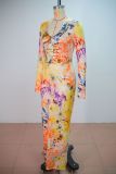 Long Sleeve Print Maxi Dress GANY-LB2469