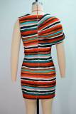 V Neck Stripe Print Sleeveless Mini Dress GANY-LB2606