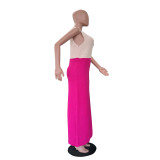 Color Block Sleeveless Knits Long Dress TR-1357