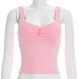 Solid Color Ruched Sleeveless Tank Tops GSBW-J26TP056