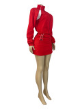 Zipper Long Sleeve Coat Two Piece Skirts Set CH-26012