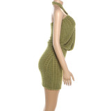 Solid Color Sleeveless Halterneck Mini Dress GZJQ-K25D91016
