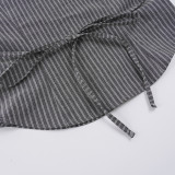 Lace Patchwork V Neck Stripe Shirt GPKJ-MR47213