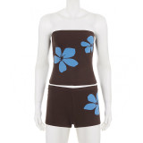 Sexy Print Wrap Chest Top Two Piece Shorts Set GPKJ-MR47700