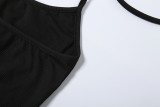 Solid Color Halterneck Top Two Piece Shorts Set XEF-K6S00739A