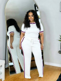 Contrast Color Loose Short Sleeve Pants 2 Piece Set SFY-825