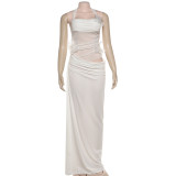 Solid-Color Patchwork Floral Maxi Dress GYME-K25D83825