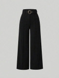 High-waisted Metal Ring belt Wide Leg Pants SH-391471