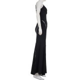 Lace Patchwork See Through Sling Maxi Dress GPKJ-MR46536