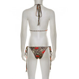 Leopard Print Tie Up Bikinis Two Piece Swimsuit GPKJ-MR41091