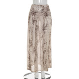 Snake Print Sleeveless Bodysuit Split Long Skirt 2 Piece Set GSZM-J26ST091