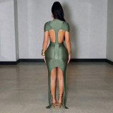 Backless Hollow Out Ruched Mini  Dress GSZM-J26DS116