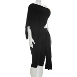 Solid Color Irregular Top Seventh Pants 3 Piece Set GSZM-C26ST085