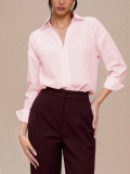 Loose V Neck Long Sleeve Shirts GSRX-663