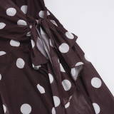 Polka Dots Print Sleeveless Backless Mini Dress GPKJ-MR47709