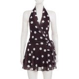 Polka Dots Print Sleeveless Backless Mini Dress GPKJ-MR47709