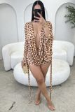 Polka Dot Print Deep V Neck Mini Dress QXLB-10165