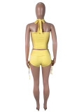 Off Shoulder Halterneck Top Two Piece Short Set SHD-9963
