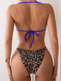 Leopard Print Backless Tie Up Bikinis 2 Piece Swimsuit CASF-6722