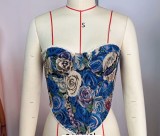 Vintage Floral Print Wrap Top Tank Tops GPBY-VE6326-1