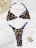 Leopard Print Backless Tie Up Bikinis 2 Piece Swimsuit CASF-6722