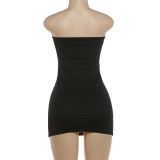Hollow Out Color Block Tube Top Bodycon Dress GZJQ-K6D03127A