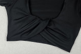 Solid Color U Neck Long Sleeve Two Piece Skirts Set GJYO-JSD711882