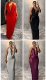 Deep V Neck Backless Evening Dress GMYU-9285