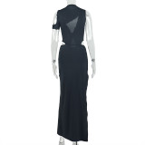 Solid Color Hollow Out Sleeveless Maxi Dress GJYO-JD305073