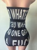 Pre Order: About 7 work days shipping Letter Print Tube Top Dress YUEM-202613