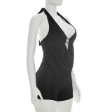 Halterneck Backless Hollow Out Romper MXBF-J26RP047